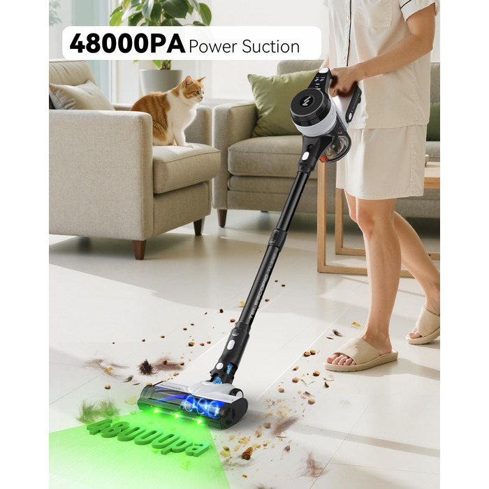 Бездротовий пилосос AlloyMove A01: потужність 550W, 48kPa, 65 хвилин роботи, фільтрація 99.9%, об'єм контейнера 1.5л, для волосся, килима, твердих поверхонь (чорний)