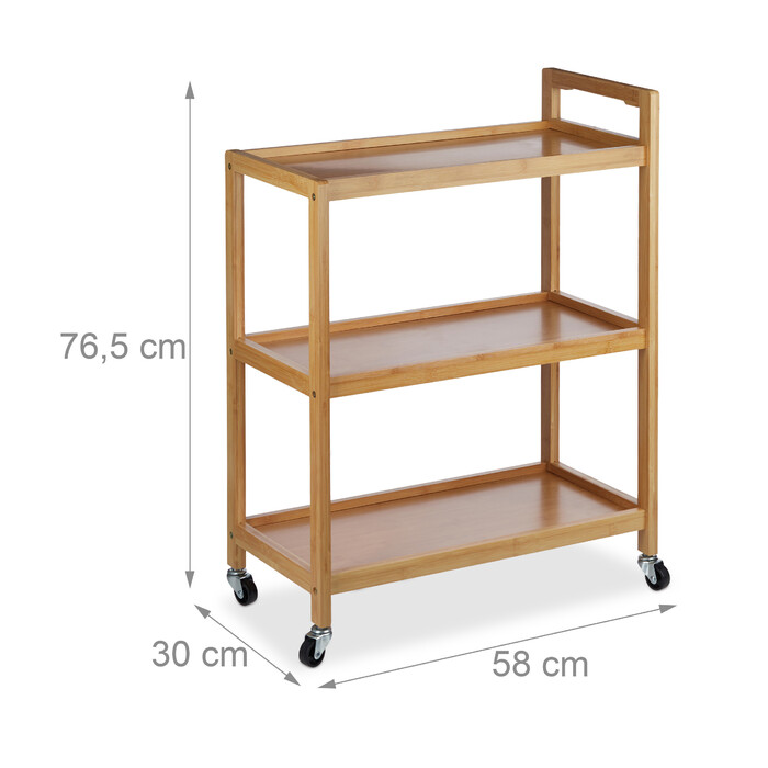Relaxdays Serving Trolley Bamboo