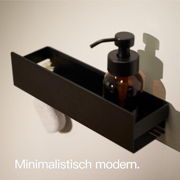 Designfabrik Hamburg Shower Shelf without Drilling | Bathroom Organizer | Shower Shelf without Drilling | Bathroom Shelf | Hanging Shelf | Wall Shelf | Adhesive Shower Basket | Shower Shelf Black 30 cm