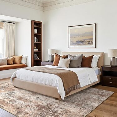 BEIMO Килимок для вітальні, абстрактний дизайн, короткий ворс, 120x170 см, нековзний, для спальні, ванної кімнати, їдальні, коридору, бежевий