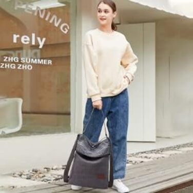 Жіночий рюкзак-сумка Travistar Canvas великий, сірий – антизлодій, для міста, офісу, подорожей