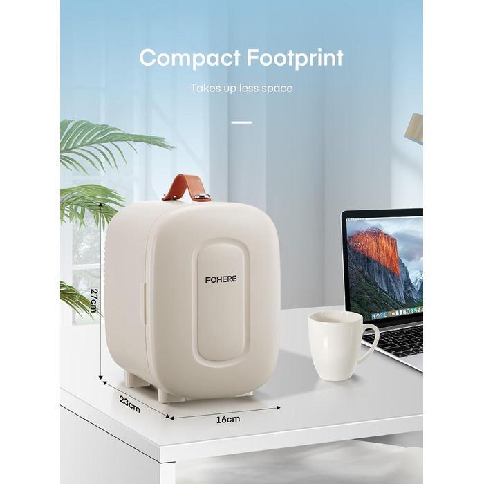 Mini холодильник FOHERE 5 літрів: для напоїв та догляду за шкірою, USB живлення, 220V/12V, білий