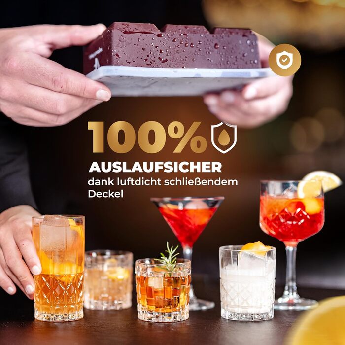 Neighbour's Friend Ice Cube Molds 2-Pack - XXL Ice Cubes for Whiskey, Rum & Cocktails - 12x Large Ice Cubes - Durable Platinum Silicone Ice Cube Mold Dishwasher Safe