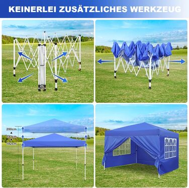 Gazebo, Leadyeah Pop-Up Pavilion with Sides, Foldable Camping Pavilion 2.5 x 2.5, Heavy-Duty Pavilion Tent, Completely Waterproof, 50+ UV Protection for Camping, Party - Beige (3mBlue)