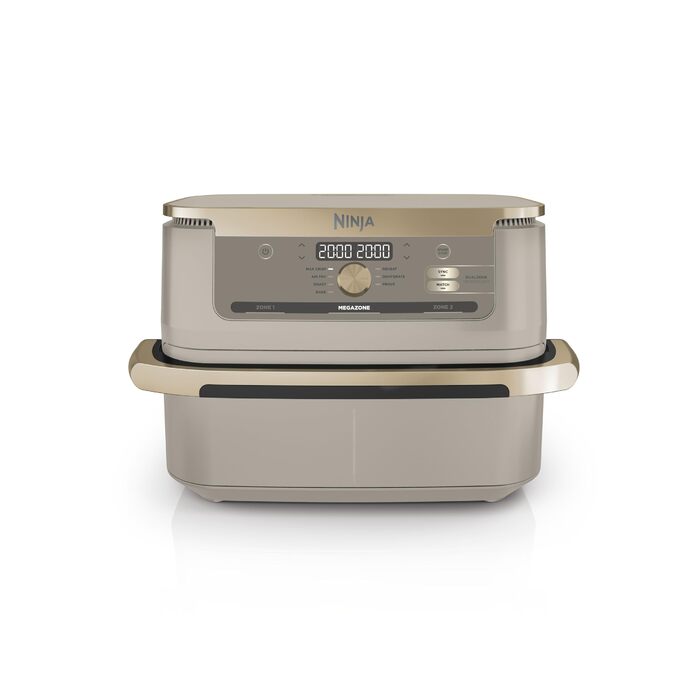 Ninja Foodi FlexDrawer AF500EUSD - Аерофритюрниця з двома зонами 10.4 л, Stone Gold. Фритюрниця без олії, антипригарне покриття, легке миття