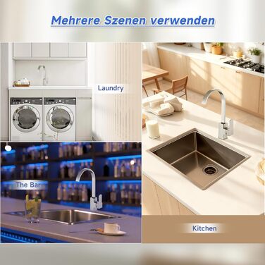 Змішувач для кухні з гнучким шлангом 360°, високий тиск, поворотний, кухонний кран з нержавіючої сталі (графітовий чорний)