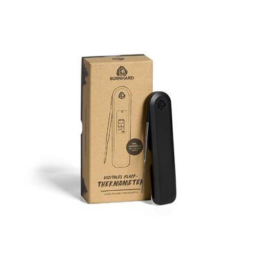 Burnhard Instant-Read Thermometer, Folding, Grill Thermometer + Leather Protective Case, Roast Thermometer, Ultra-Fast Measurement, 1.5mm Probe, 180° Invisible-Off LED Display, USB Rechargeable