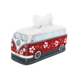 Тримач для серветок та паперових рушників BRISA VW Collection у дизайні Volkswagen T1 Bulli Bus, неопрен, червоний з гібіскусом, 24 см