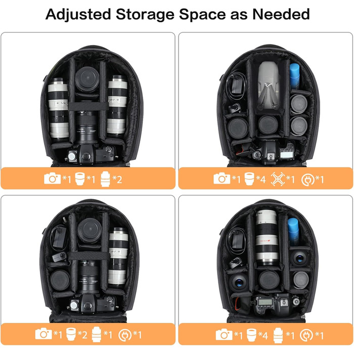 MOSISO Рюкзак для камери, DSLR/SLR/беззеркальна фототехніка, захищений, модульні вставки, тримач для штатива, сумісний з Canon, Nikon, Sony, сірий