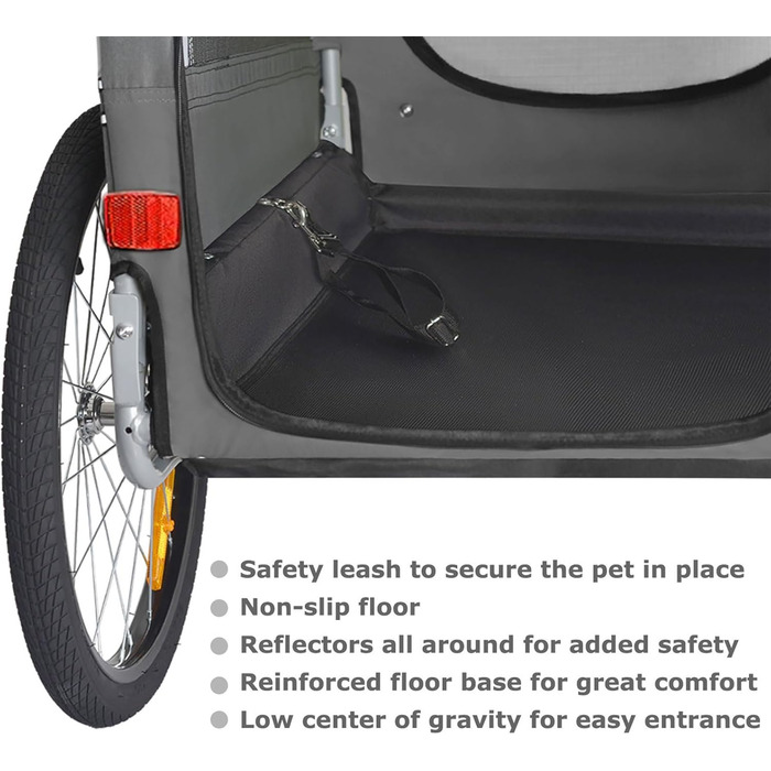 DOGGYHUT® Преміум XL Причіп для собак до 45 кг. Причіп для велосипеда для собак, великих собак, сірий (80103)