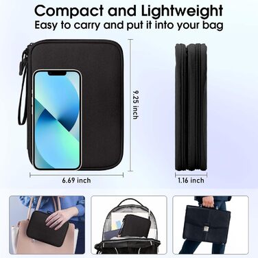 Органайзер для аксесуарів Arae: кейс для кабелів, карт, зарядних пристроїв та навушників (чорний)