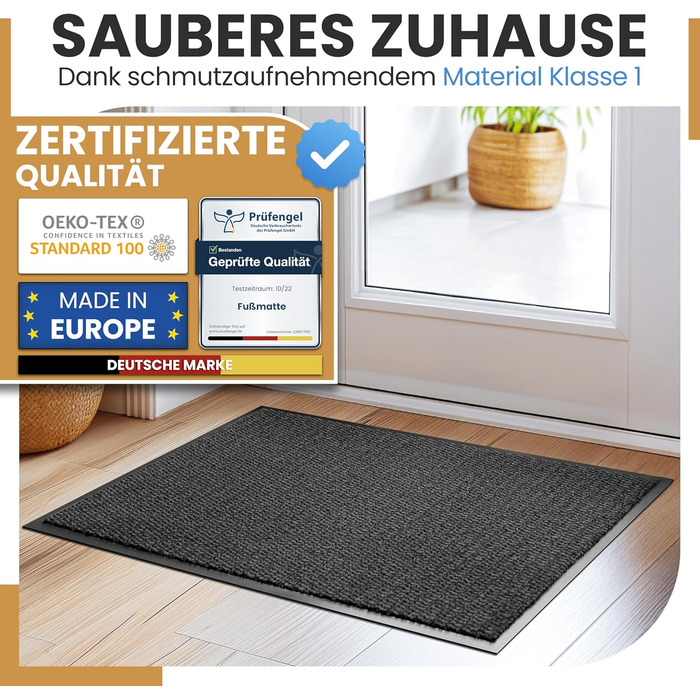 Килимок для дому 40x60 см, антрацит, міцний, вбираючий - антиковзаюче покриття для підлоги