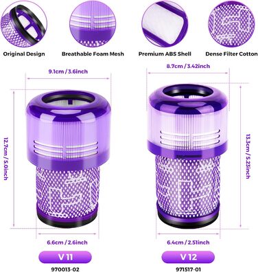 Фільтри для пилососа Dyson V11, 3 шт. Замінні фільтри для Dyson V11 V15 SV14 SV17 SV22 Detect Animal Absolute Extra Pro Torque Drive