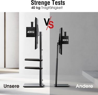 AOKCOS TV Stand for 32-70 inch Flat & Curved TVs - Adjustable Height, Swivel, Tilt, 3-Tier Shelves, VESA 400x400, up to 40kg (White/Black)