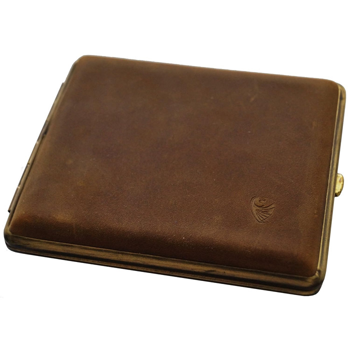 GERMANUS Cigarette Case, Made in Germany, Wild Rind (Wild Bull), brown, 100 mm