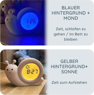 Alecto BC110BE SIMON - Educational Alarm Clock for Children - Sleep Trainer for Children - Night Light - Learning to Sleep and Wake Up with LED Children's Alarm Clock - Taupe