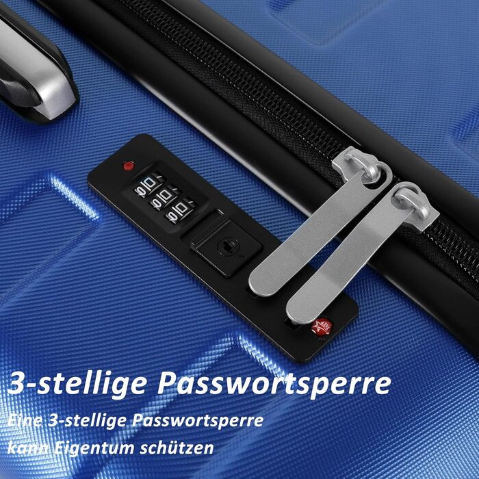 Набір валіз TANTOMI 3 шт., ABS, з колесами, 20/24/28 дюймів, блакитний, ручна поклажа (M)