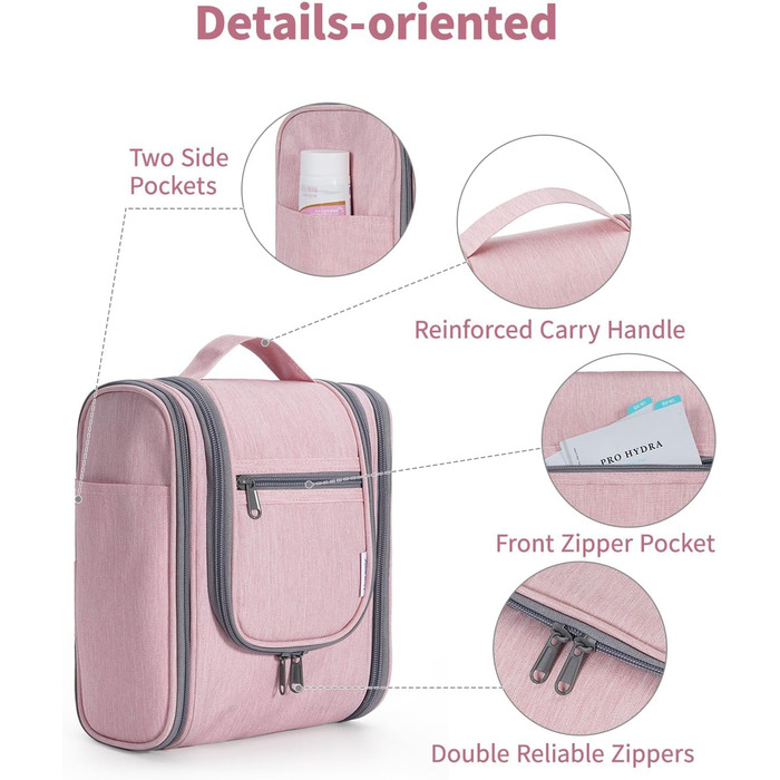 Косметичка для подорожей Narwey Klein: жіноча та чоловіча, для дітей, рожева (компактна)