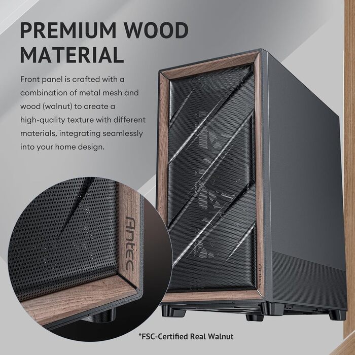 Корпус для ПК Antec Flux Midi Tower, чорний матовий, Gaming Case