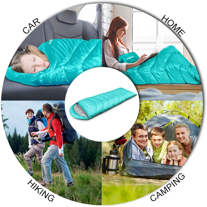 Yordawn Sleeping Bag - Ultralight 3-4 Season Camping Sleeping Bag for Adults & Kids - Waterproof Travel Sleeping Bag (Lake Blue)