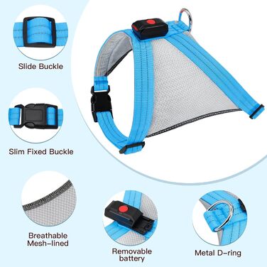 LED нашийник для собак ChalkLit, світлодіодна шлейка для собак, безпечний нашийник для нічних прогулянок (Синій, L)