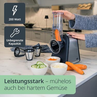 Електричний овочевий слайсер | Тертка для овочів та фруктів | 500 Вт | 4 насадки | Для моркви, огірків, горіхів та сиру