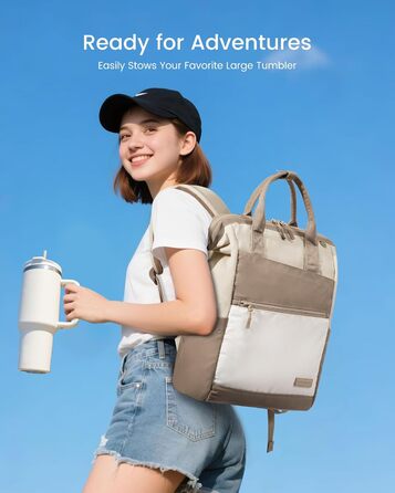 Рюкзак LOVEVOOK для жінок, 15.6 дюймів, шкільний рюкзак для підлітків, велике відділення для пляшки води, велика відкрита конструкція, сумка для роботи, шкільна сумка, рюкзак для подорожей, універсітету, школи, 15.6' (Хакі, 15.6')