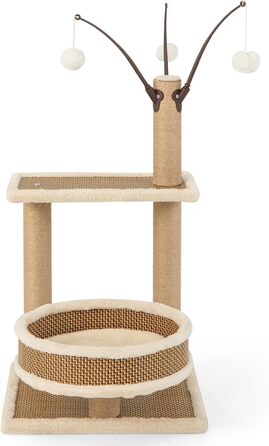 Кігтеточка SOARS для котів з ліжком, платформою та іграшками, 40x40x80 см