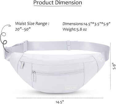 Поясна сумка MAXTOP для чоловіків та жінок. Водонепроникна, для занять спортом, бігу, кемпінгу, подорожей. Біла