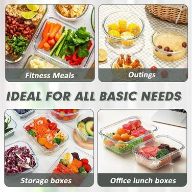 Набір контейнерів Verones 24 шт. з кришками, сірі, повітріодні, для зберігання продуктів, скляні, миються в посудомийній машині, морозостійкі