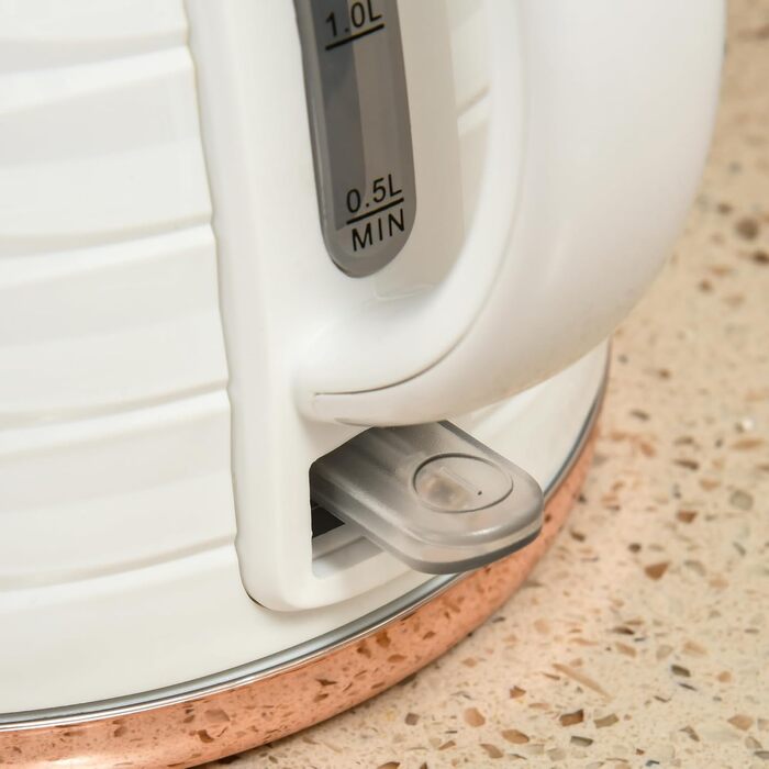 Набір для сніданку HOMCOM: електрочайник 1.7л та тостер на 4 тости, 2200 Вт, 7 рівнів підсмажування, функція розморожування та підігріву, зйомний піддон для крихт, термостат Otter, кремово-білий