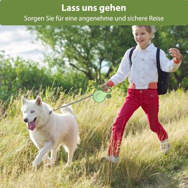 Рулетка для собак з LED-підсвічуванням та тримачем для відходів, 8 м, для собак до 50 кг, без перекручування, з функцією швидкого гальмування