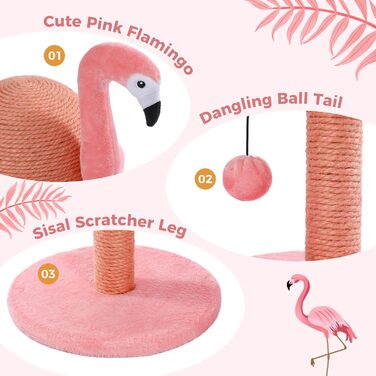 PAWZ Road Flamingo Scratching Post, creative scratching post, stylish cat tree, H: 48 cm, pink…