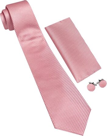 Комплект краваток Barry.Wang: краватка, кишеньковий хустинка та запонки (солідно-рожевий) для весілля та ділових зустрічей