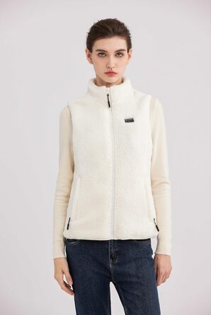 Електрична флісова жилетка Daen з підігрівом, 16000mAh, 7.4V Powerbank, Sherpa, для активного відпочинку та катання на лижах (M, білий)