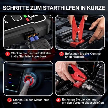 Бустер для автомобіля Starthilfe Powerbank 10000A для 12V авто, пусковий пристрій 9188DE