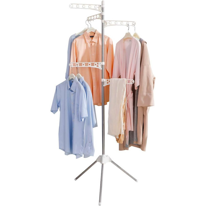 BAOYOUNI Folding Clothes Rack Clothes Drying Rack Garment Rack Clothes Rack Universal Clothes Dryer, with 5 Folding Clothes Hooks, Space-Saving, for Shirts, Blouses, Sweaters, Dresses