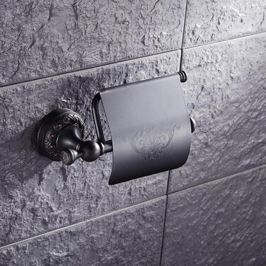 Тримач туалетного паперу вінтажний з латуні з кришкою, настінний, для ванної кімнати, бронзовий (олійна обробка)