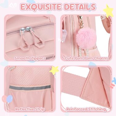 Шкільний рюкзак для дівчаток (3 шт.): рюкзак, ланч-бокс, пенал. 3-5 клас. Рожевий