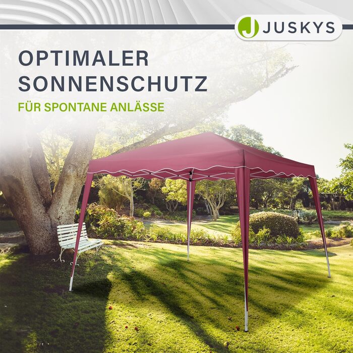 Juskys Pop-Up Gazebo Vivara 3x3 m - Adjustable Height Pop-Up Gazebo, UV50+ & Water-Resistant - Garden Tent with Bag - Party Tent for Garden - (Red)
