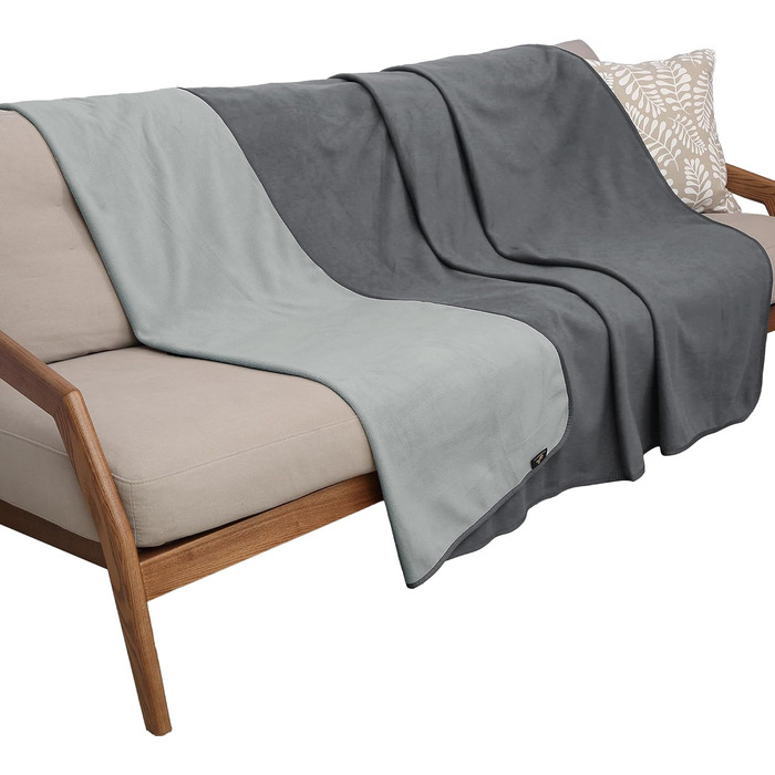 Водонепроникний плед для собак та котів, миючий, для подорожей, захисний, м'який, 125 x 75 см (259 x 244 см), сірий (без Sherpa)