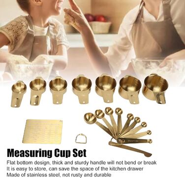 18-Piece Measuring Cup and Spoon Set for Baking, Stainless Steel Coffee Spoon Set, Measuring Cup and Spoon with Scale, for Measuring Flour, Liquids, Granules, and Spices