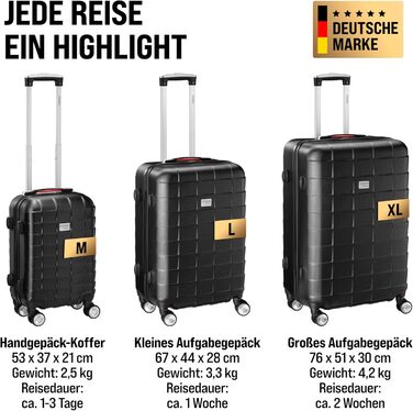 Набір валіз MONZANA® 3шт з TSA замком, органайзером, вагами та ременем. Чорний, M-L-XL