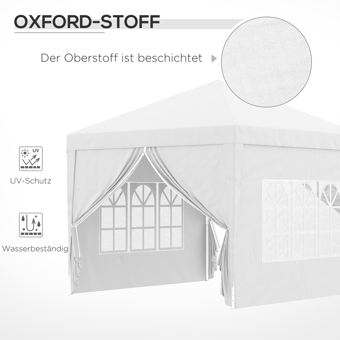 HOMCOM 3x3m Gazebo with 4 Side Walls & Windows, UV Protection, Includes Carry Bag, Steel & Oxford Fabric, White
