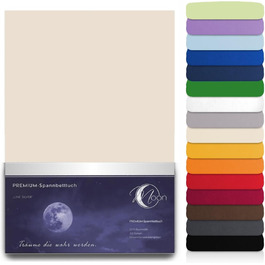 Waterbed Fitted Sheet XXL Line Silver Oversize 200x220-220x240 190g/m² Fitted Sheet - linen