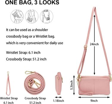 Жіноча сумка-месенджер зі шкіри, рожева крос-боді, багатофункціональна міні-сумка через плече