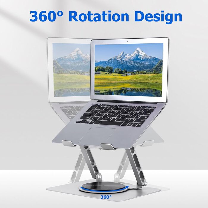 Підставка для ноутбука регульована по висоті, 360° обертання, складна, стабільна, з вентиляцією, ергономічна, сумісна з ноутбуками 10-17 дюймів