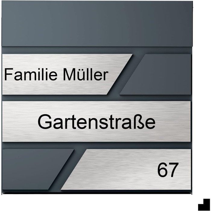 Поштовий ящик для газет Anthrazit з іменним шильдиком Julia Standard UV - настінний, порошкове покриття RAL 7016, 37x37 см