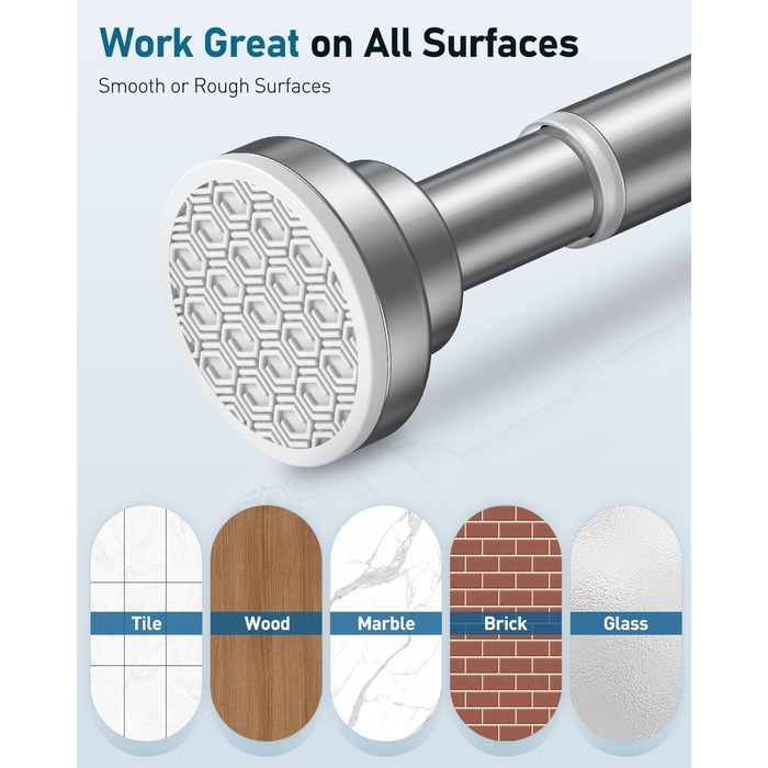 Штанга для душу Uniclife без свердління, 82–204 см, регульована, нержавіюча сталь, для ванної, вікна, шафи, срібна