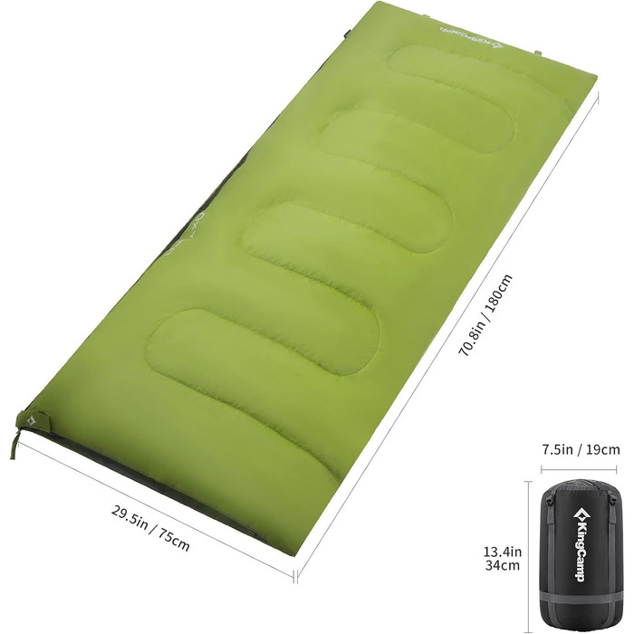 KingCamp 3-Season Sleeping Bag - Lightweight, Water-Resistant & Warm for Adults & Kids - Camping & Outdoor